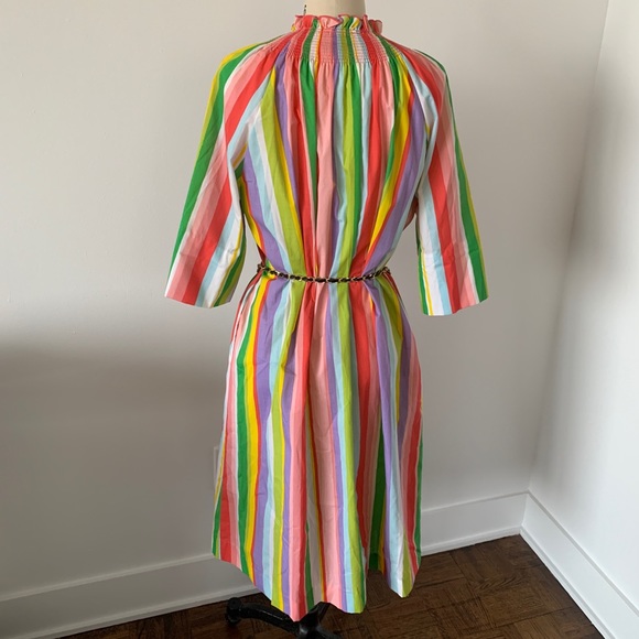 Vintage Rainbow Striped 1970s Smocked Dress - Picture 6 of 7